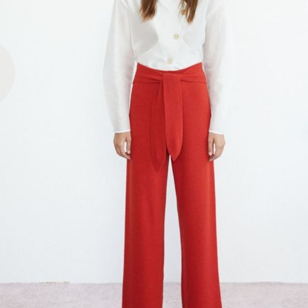 Cato Plus Size 18/20 Red Wide Leg Pallazo Pants Iron Free Dress Up Dress